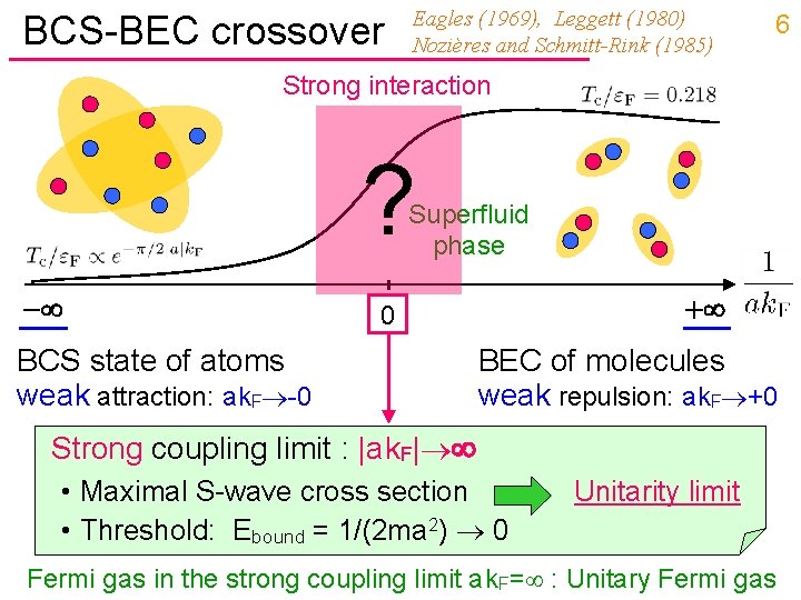 BCS-BEC crossover Eagles (1969), Leggett (1980) Nozières and Schmitt-Rink (1985) 6 Strong interaction ?