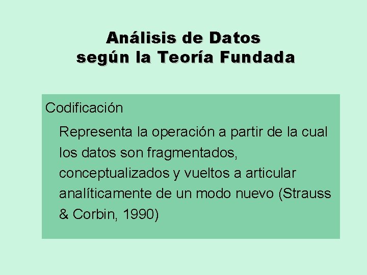 Análisis de Datos según la Teoría Fundada Codificación Representa la operación a partir de