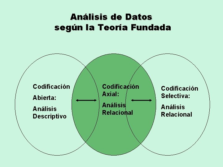 Análisis de Datos según la Teoría Fundada Codificación Abierta: Análisis Descriptivo Codificación Axial: Codificación