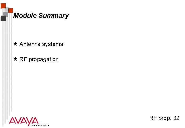 Module Summary « Antenna systems « RF propagation RF prop. 32 