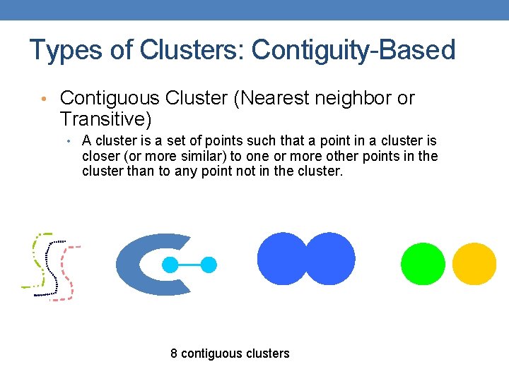 Types of Clusters: Contiguity-Based • Contiguous Cluster (Nearest neighbor or Transitive) • A cluster