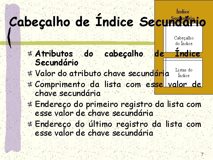 Índice Secundário Cabeçalho de Índice Secundário Cabeçalho do Índice Atributos do cabeçalho de Índice Índice Secundário Cabeçalho de Índice Secundário Cabeçalho do Índice Atributos do cabeçalho de Índice
