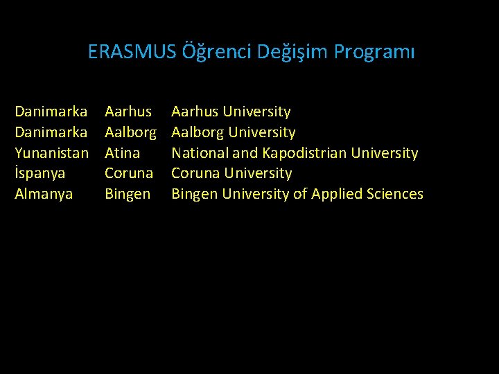 ERASMUS Öğrenci Değişim Programı Danimarka Yunanistan İspanya Almanya Aarhus Aalborg Atina Coruna Bingen Aarhus