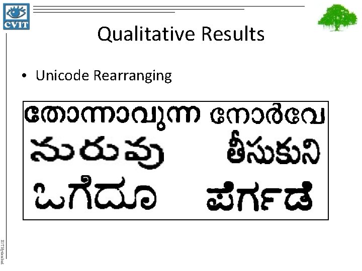 Qualitative Results • Unicode Rearranging IIIT Hyderabad 