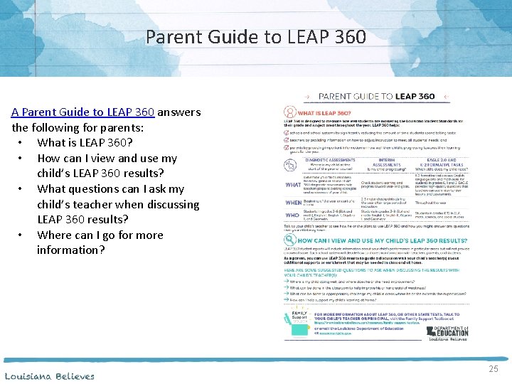 Parent Guide to LEAP 360 A Parent Guide to LEAP 360 answers the following