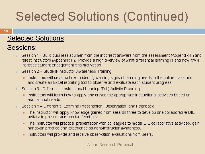 Selected Solutions (Continued) 18 Selected Solutions Sessions: Session 1 - Build business acumen from