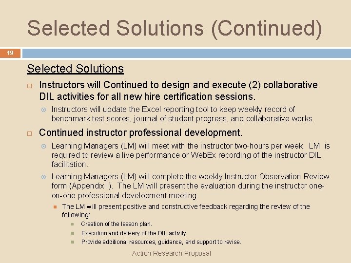 Selected Solutions (Continued) 19 Selected Solutions Instructors will Continued to design and execute (2)