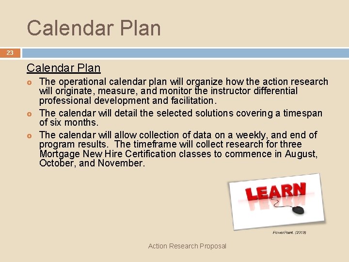 Calendar Plan 23 Calendar Plan £ £ £ The operational calendar plan will organize