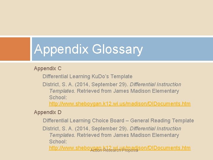 Appendix Glossary Appendix C Differential Learning Ku. Do’s Template District, S. A. (2014, September