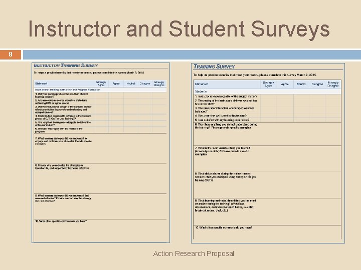 Instructor and Student Surveys 8 Action Research Proposal 