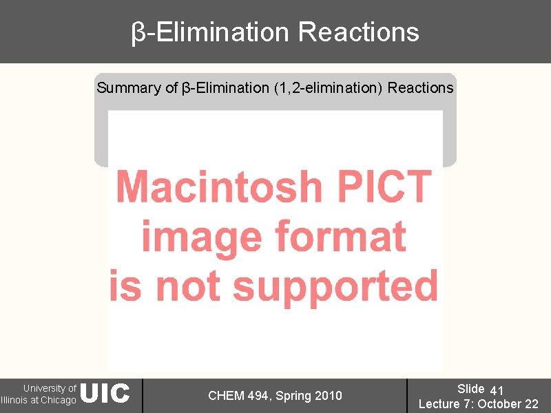 β-Elimination Reactions Summary of β-Elimination (1, 2 -elimination) Reactions University of Illinois at Chicago