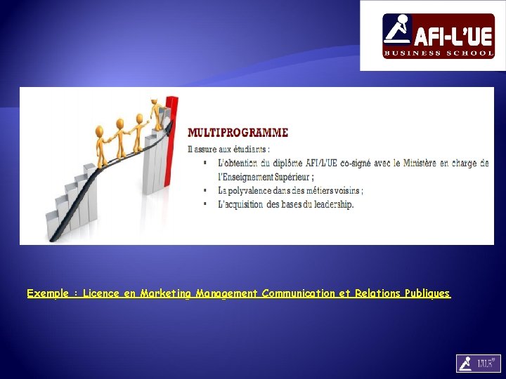 Exemple : Licence en Marketing Management Communication et Relations Publiques 