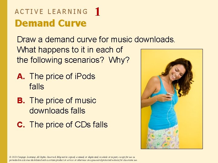 ACTIVE LEARNING Demand Curve 1 Draw a demand curve for music downloads. What happens