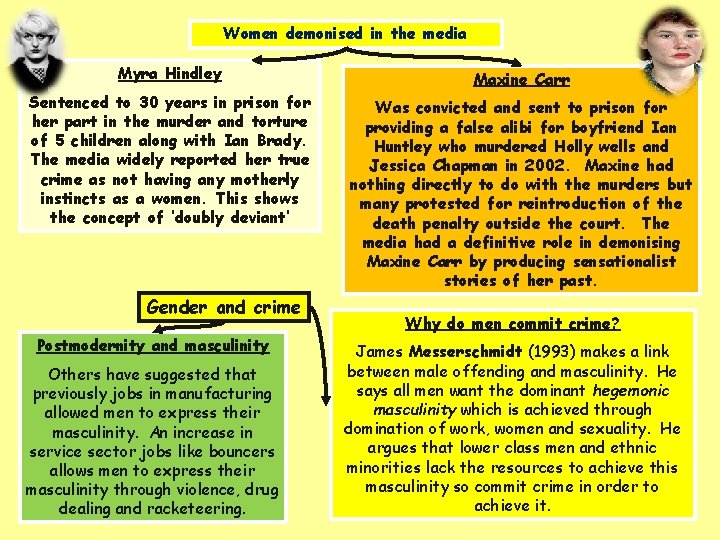 Women demonised in the media Myra Hindley Maxine Carr Sentenced to 30 years in