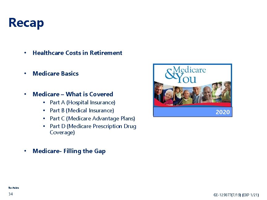 Recap • Healthcare Costs in Retirement • Medicare Basics • Medicare – What is