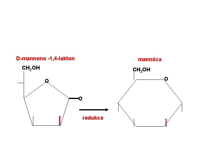 D-mannono -1, 4 -lakton mannóza CH 2 OH O O O redukce D-mannono -1, 4 -lakton mannóza CH 2 OH O O O redukce