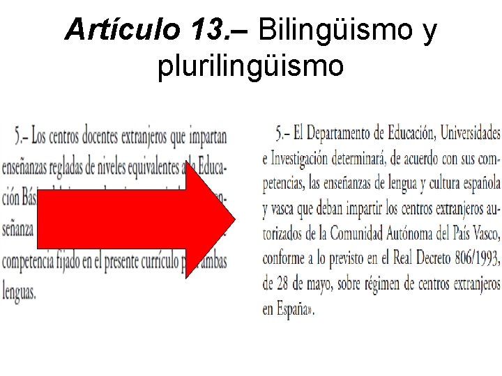 Artículo 13. – Bilingüismo y plurilingüismo 