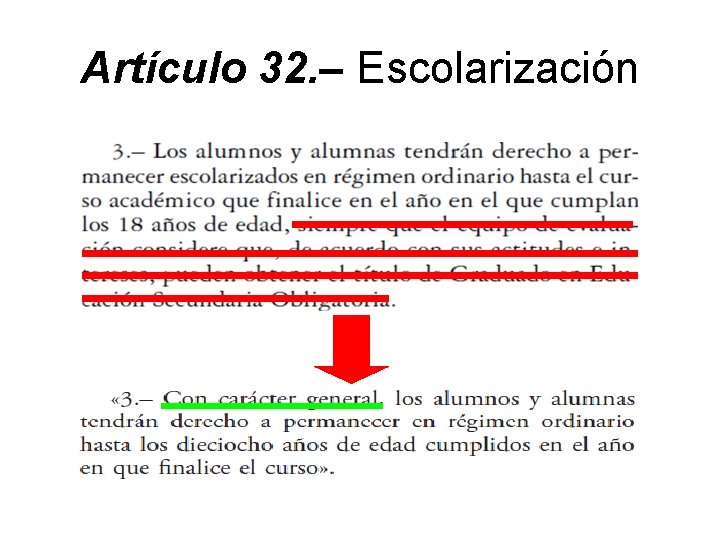 Artículo 32. – Escolarización 