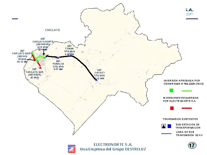 CHICLAYO SET CHICLAYO NORTE (SECHNOR) 61. 5 MVA 32. 1 MW SET CHICLAYO OESTE