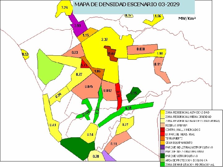 MAPA DE DENSIDAD ESCENARIO 03 -2029 MW/Km 2 MAPA DE DENSIDAD ESCENARIO 03 -2029