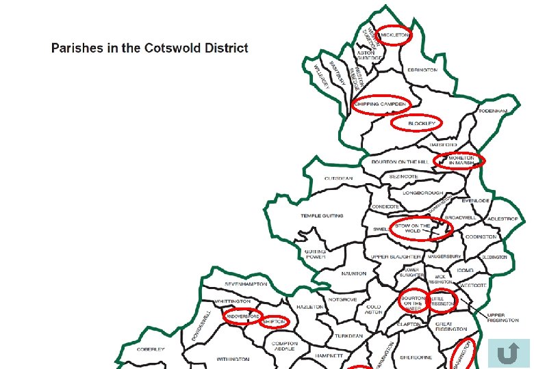 North Cotswolds Left click on the red circles to review specific parishes 