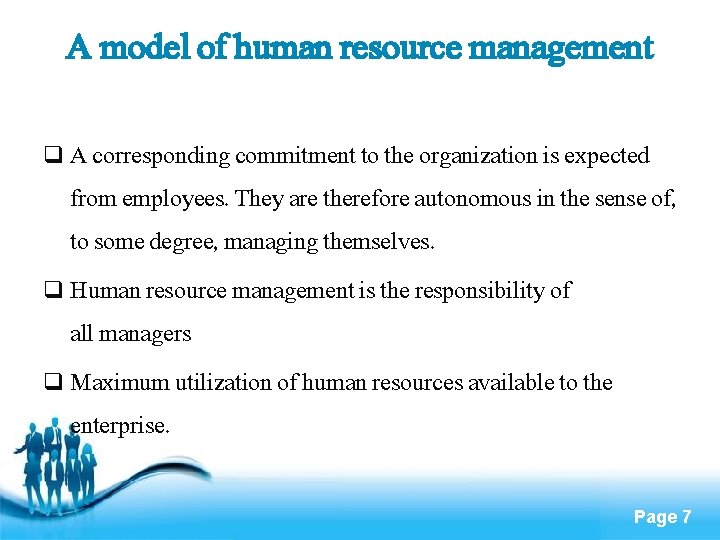 A model of human resource management q A corresponding commitment to the organization is