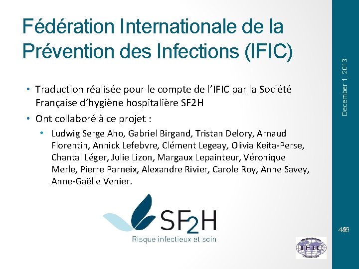  • Traduction réalisée pour le compte de l’IFIC par la Société Française d’hygiène