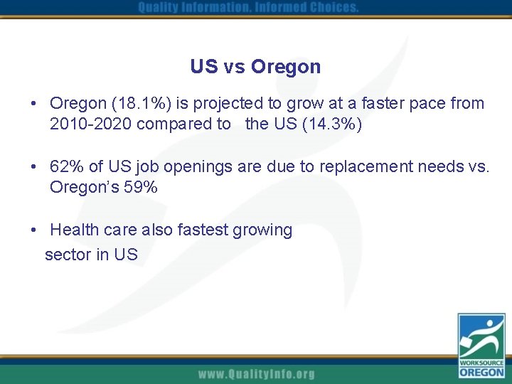 US vs Oregon • Oregon (18. 1%) is projected to grow at a faster