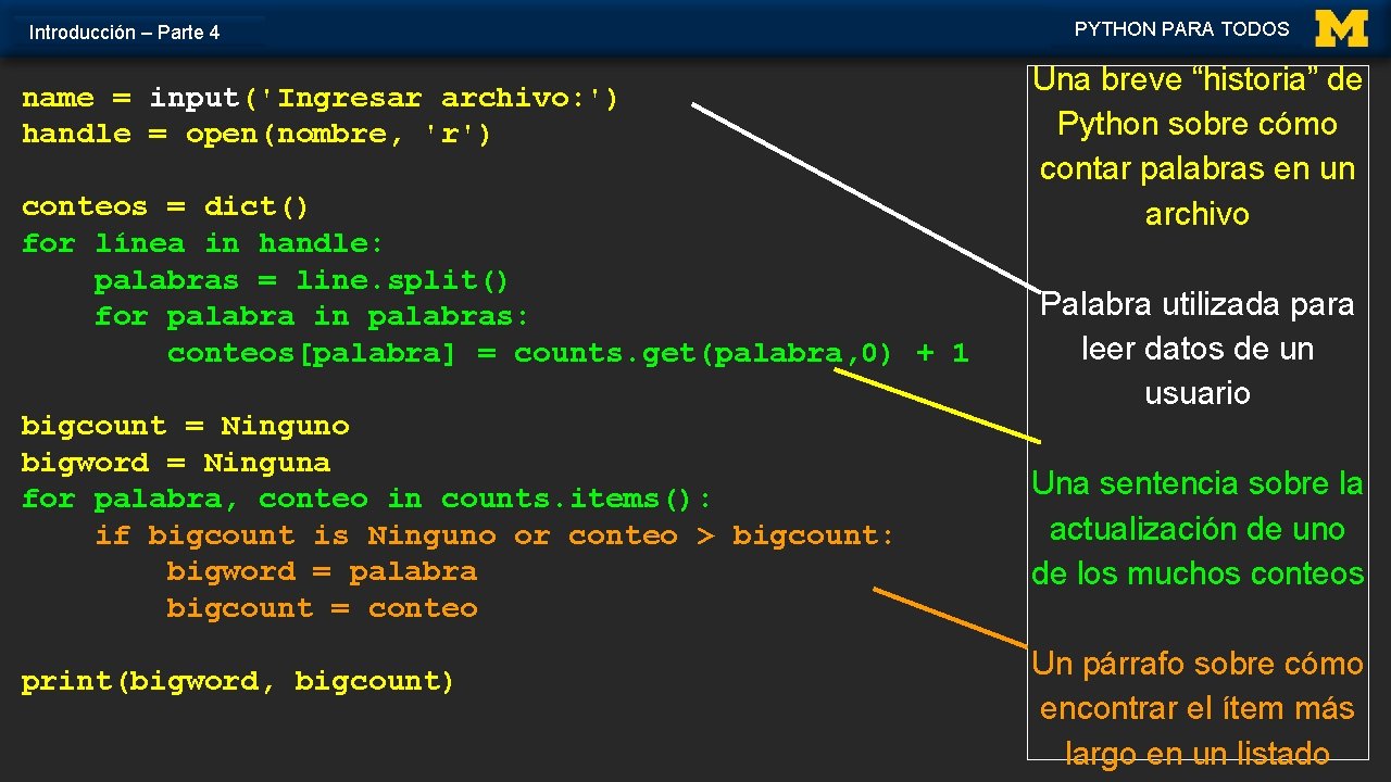 Introduction Part Introduccin Parte 4 4 PYTHON FOR