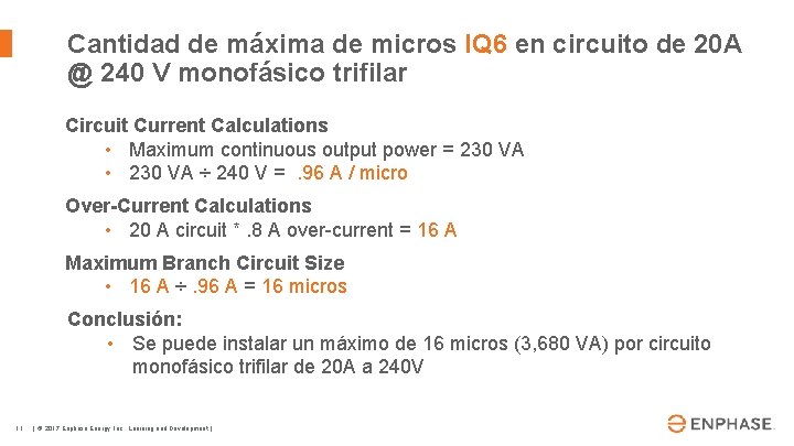 Cantidad de máxima de micros IQ 6 en circuito de 20 A @ 240