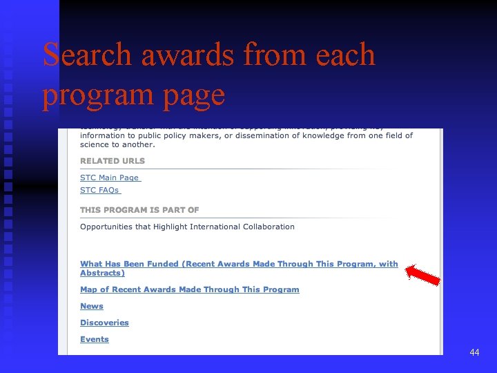 Search awards from each program page 44 