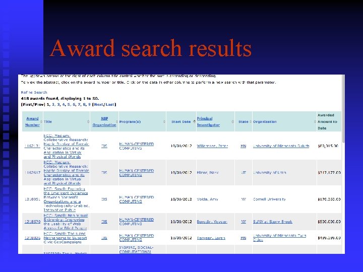 Award search results 