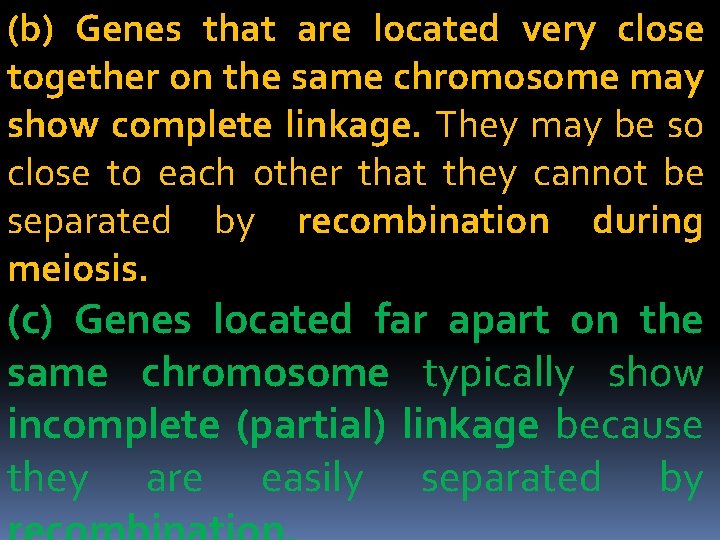 (b) Genes that are located very close together on the same chromosome may show