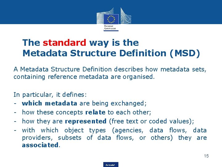 The standard way is the Metadata Structure Definition (MSD) A Metadata Structure Definition describes