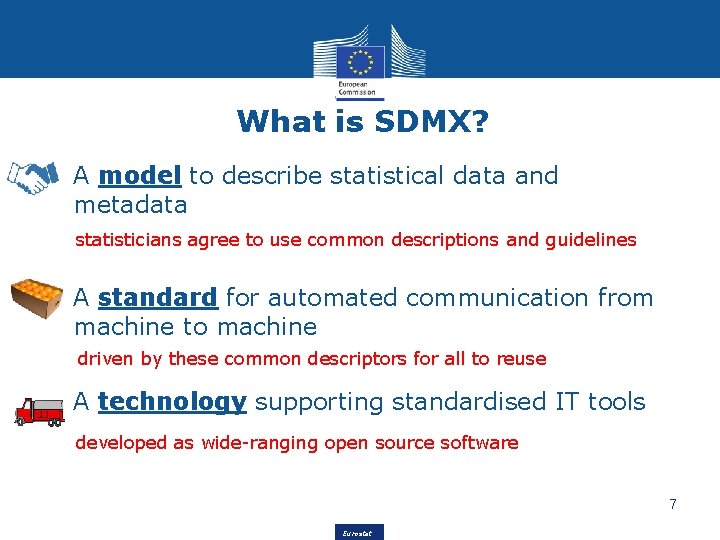 What is SDMX? • A model to describe statistical data and metadata statisticians agree