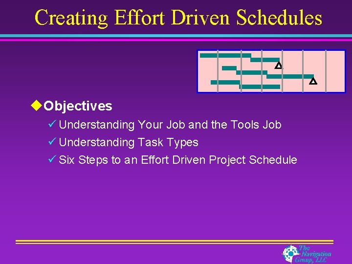 Creating Effort Driven Schedules u. Objectives ü Understanding Your Job and the Tools Job