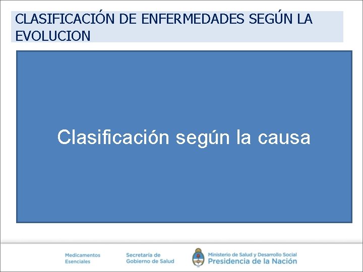 CLASIFICACIÓN DE ENFERMEDADES SEGÚN LA EVOLUCION Una enfermedad es crónica • No podemos definir