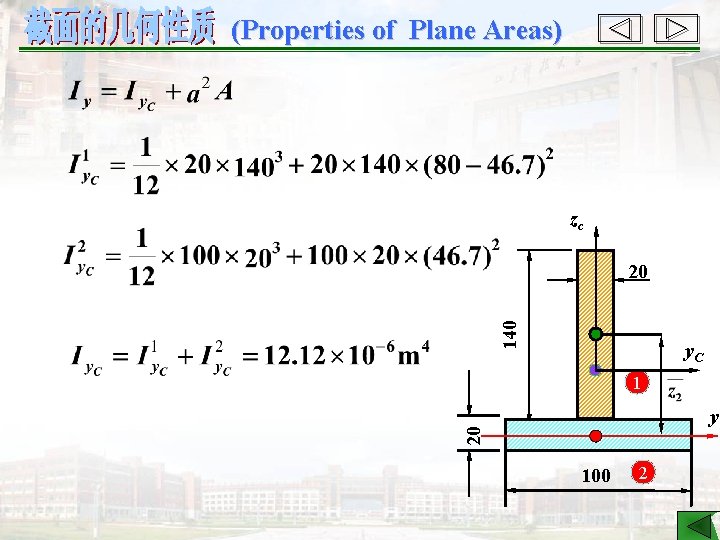 (Properties of Plane Areas) zc 140 20 y. C 1 20 y 100 2