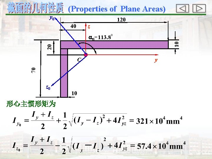 (Properties of Plane Areas) y 0 40 z 120 20 10 0=113. 8° 70