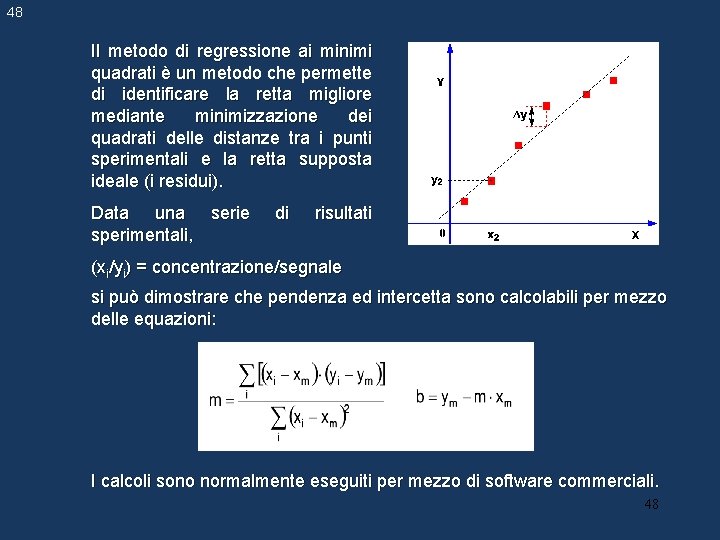 48 Il metodo di regressione ai minimi quadrati è un metodo che permette di 48 Il metodo di regressione ai minimi quadrati è un metodo che permette di