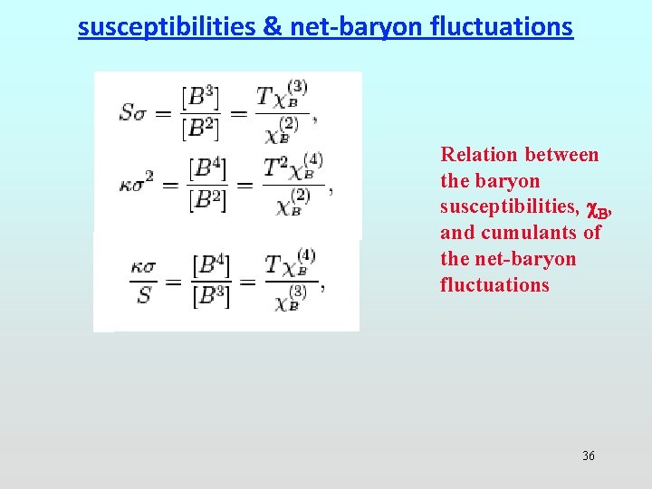 susceptibilities & net-baryon fluctuations Relation between the baryon susceptibilities, c. B, and cumulants of