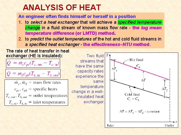 ANALYSIS OF HEAT An. EXCHANGERS engineer often finds himself or herself in a position