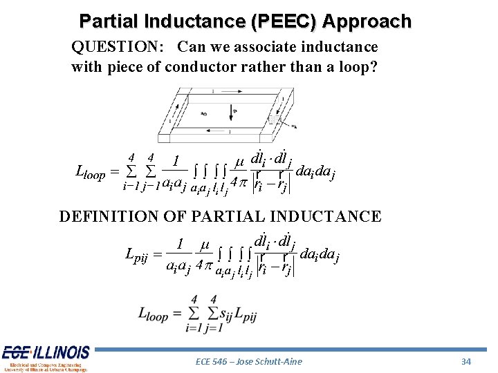 Partial Inductance (PEEC) Approach QUESTION: Can we associate inductance with piece of conductor rather