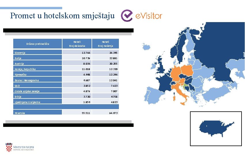 Promet u hotelskom smještaju Država prebivališta Hoteli Broj dolazaka Hoteli Broj noćenja Slovenija 12.