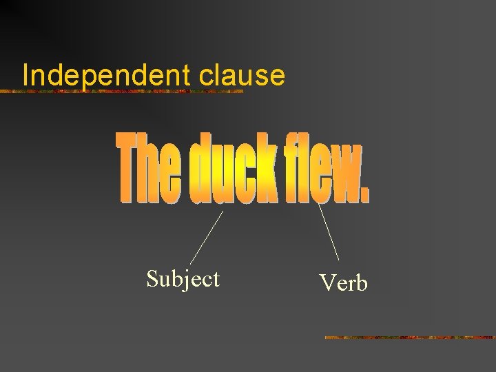 Independent clause Subject Verb 
