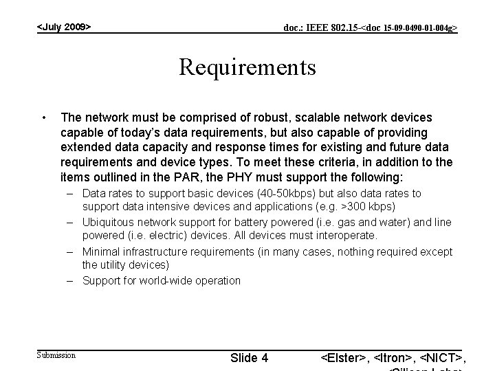 <July 2009> doc. : IEEE 802. 15 -<doc 15 -09 -0490 -01 -004 g>