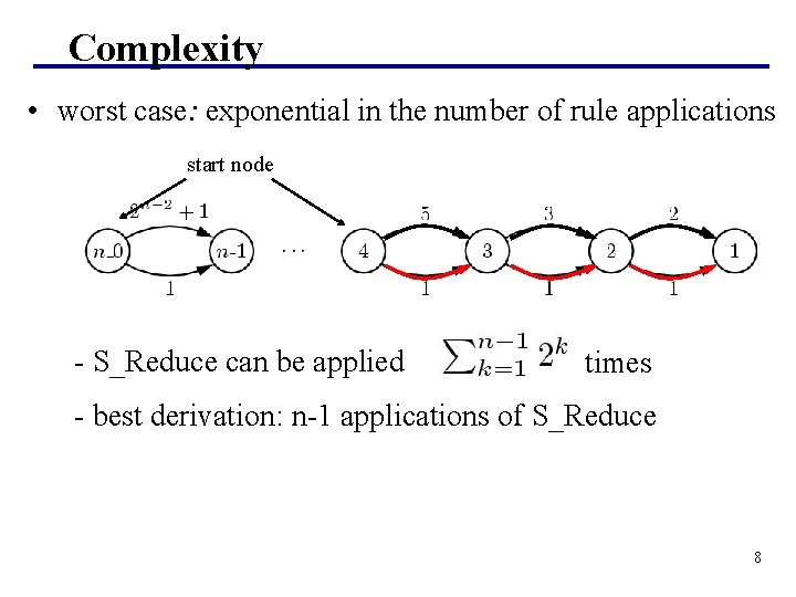 Complexity • worst case: exponential in the number of rule applications start node - Complexity • worst case: exponential in the number of rule applications start node -