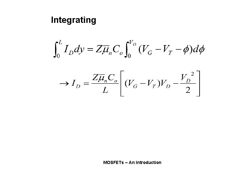 Integrating MOSFETs – An Introduction 