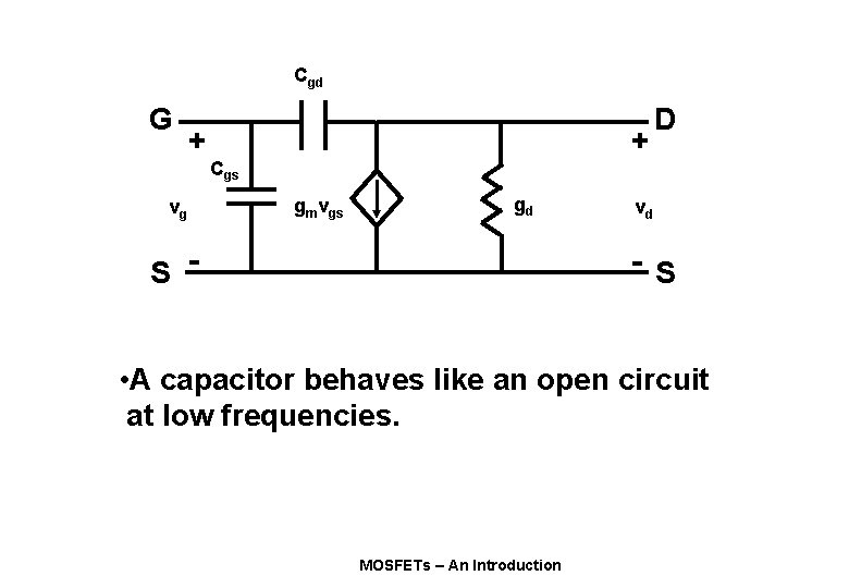 Cgd G + vg + Cgs gmvgs gd S - D vd - S