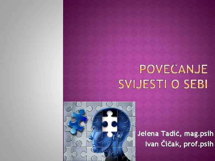 Jelena Tadić, mag. psih Ivan Čičak, prof. psih 